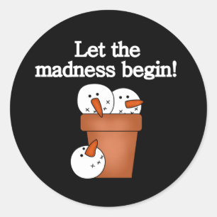 Snowman Holiday Madness Classic Round Sticker