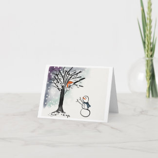 Snowman holiday season greeting card, funny, cute card