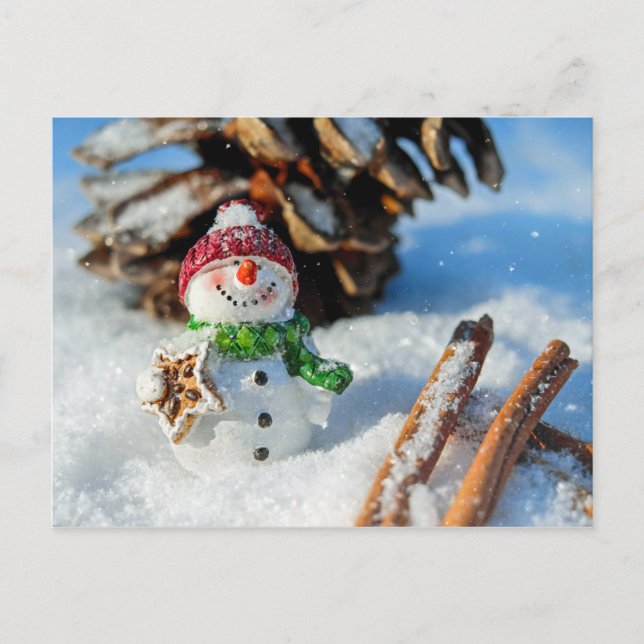Snowman Holiday Treat Christmas Cheer Postcard (Front)