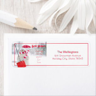 Snowman Holiday White Return Address Label