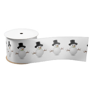 Snowman Holiday Xmas Christmas Modern Satin Ribbon