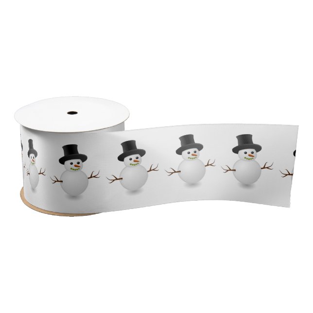 Snowman Holiday Xmas Christmas Modern Satin Ribbon (Spool)