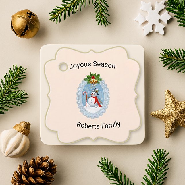 Snowman Holly Joyous Season Holiday Favour Tags (Creator Uploaded)