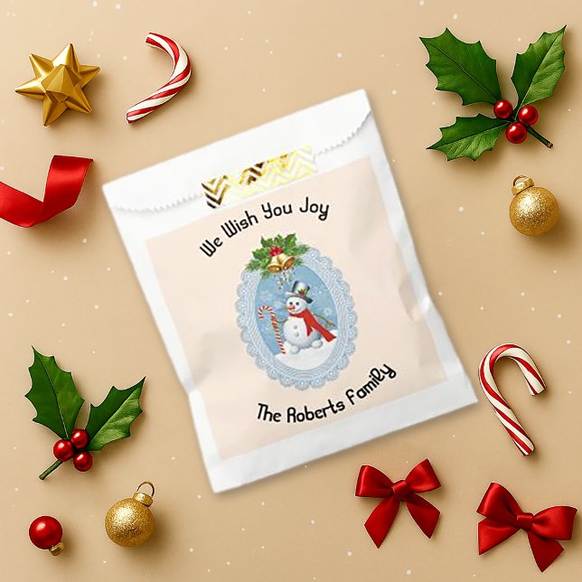 Snowman Holly We Wish You Joy Holiday Favour Bags (Creator Uploaded)
