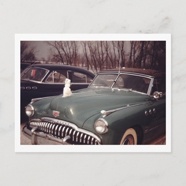 Snowman Hood Ornament 1950s Retro Vintage Postcard (Front)