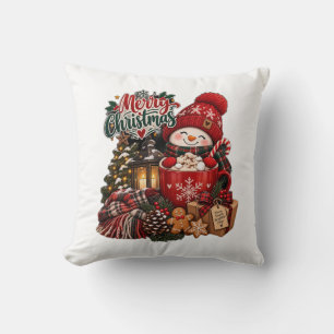 Snowman Hot Cocoa Pillow Christmas Gift
