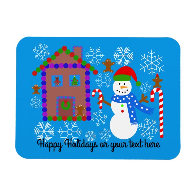 Snowman & House #2 Magnet (Horizontal)