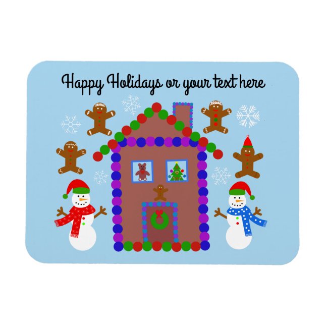 Snowman & House #3 Magnet (Horizontal)