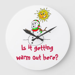Snowman Humour Is It Getting Warm Out Here Large Clock