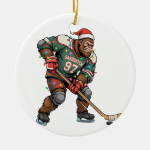 Snowman Ice Hockey Christmas 2026 Holiday Sports Ceramic Tree Decoration