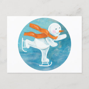 Snowman Ice Skater  Postcard