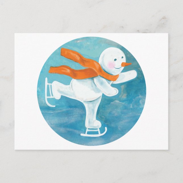 Snowman Ice Skater  Postcard (Front)