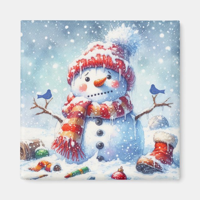 Snowman Iced Over Magnet (Front)
