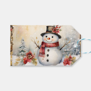 Snowman in a Black Hat Christmas Gift Tags