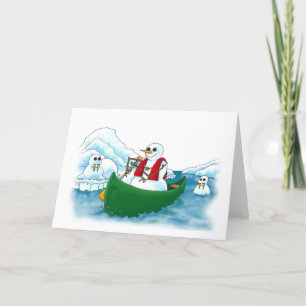 Snowman in a canoe! thank you card