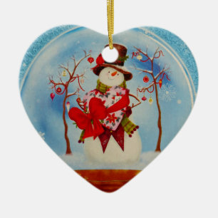 Snowman in a Snow Globe Ceramic Tree Decoration