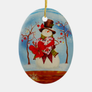 Snowman in a Snow Globe Ceramic Tree Decoration