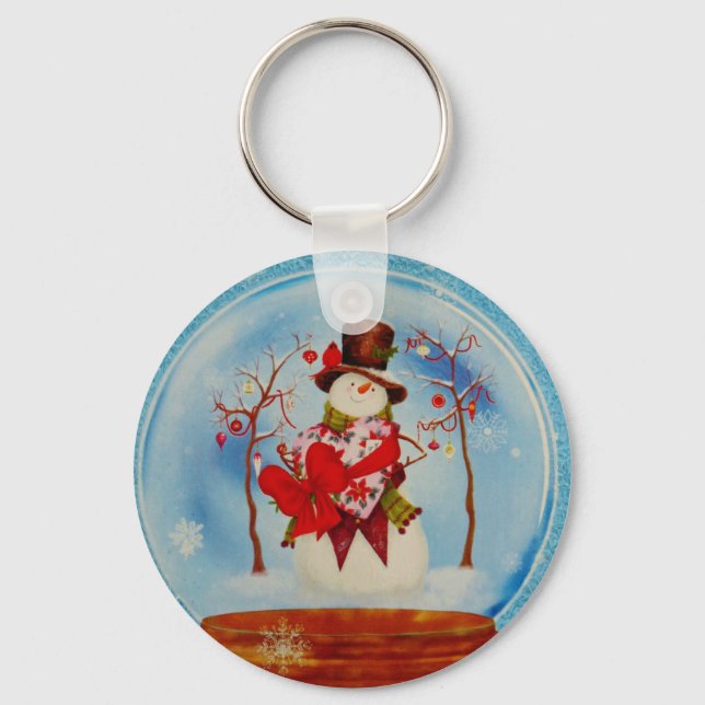 Snowman in a Snow Globe Key Ring (Front)