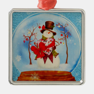 Snowman in a Snow Globe Metal Tree Decoration