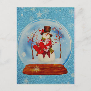 Snowman in a Snow Globe Postcard