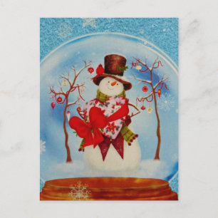 Snowman in a Snow Globe Postcard