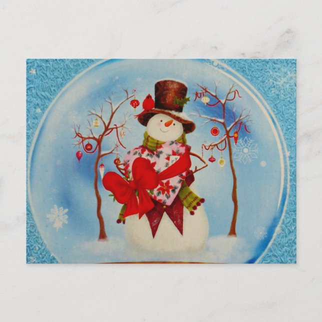 Snowman in a Snow Globe Postcard (Front)