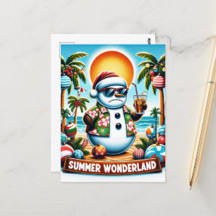 Snowman in a Summer Wonderland Postcard