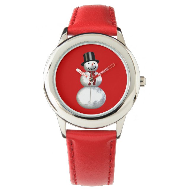 Snowman in a Top Hat Background Child Customisable Watch (Front)