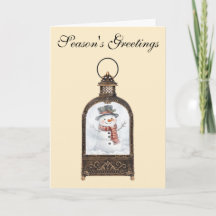 Snowman in a Vintage Lantern