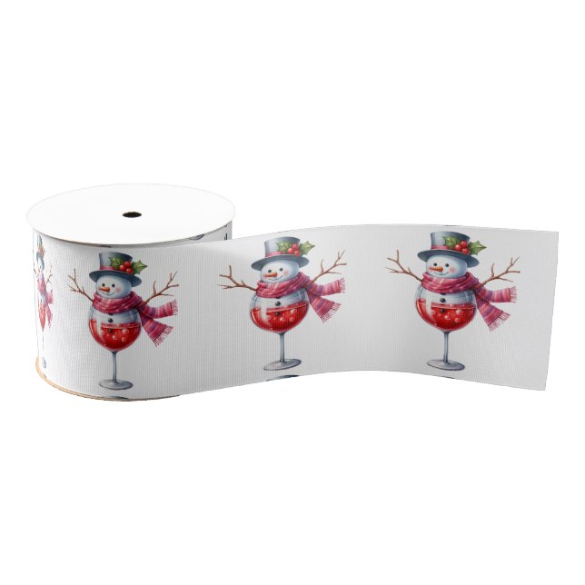 Snowman In A Wine Glass Grosgrain Ribbon (Spool)