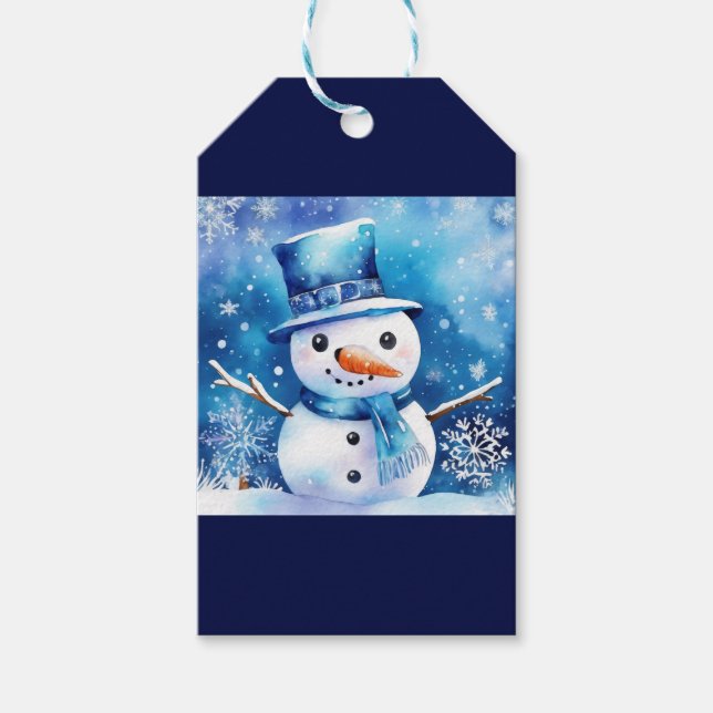Snowman in blue gift tags (Front)