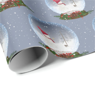 Snowman In Christmas Snow Globe Wrapping Paper