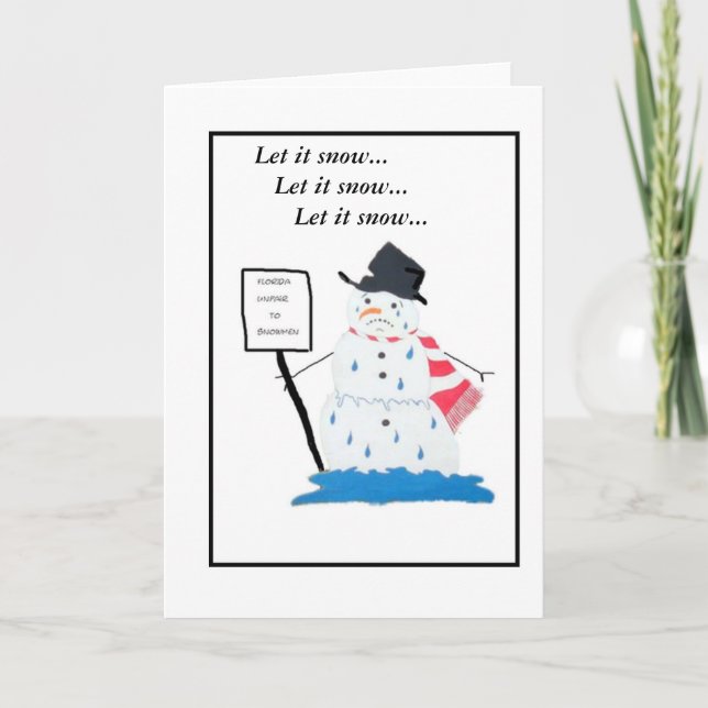 Snowman in Florida Holiday Card (Front)