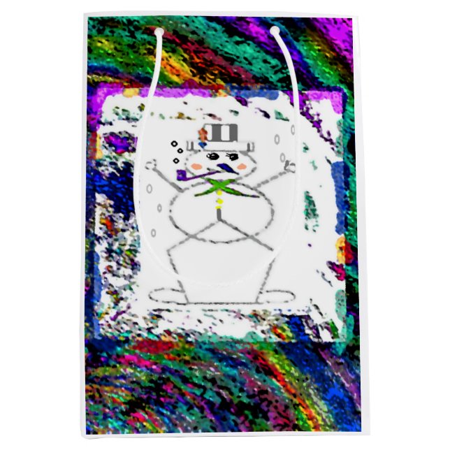 "Snowman in Living Colour" (Medium) Gift Bag (Front)