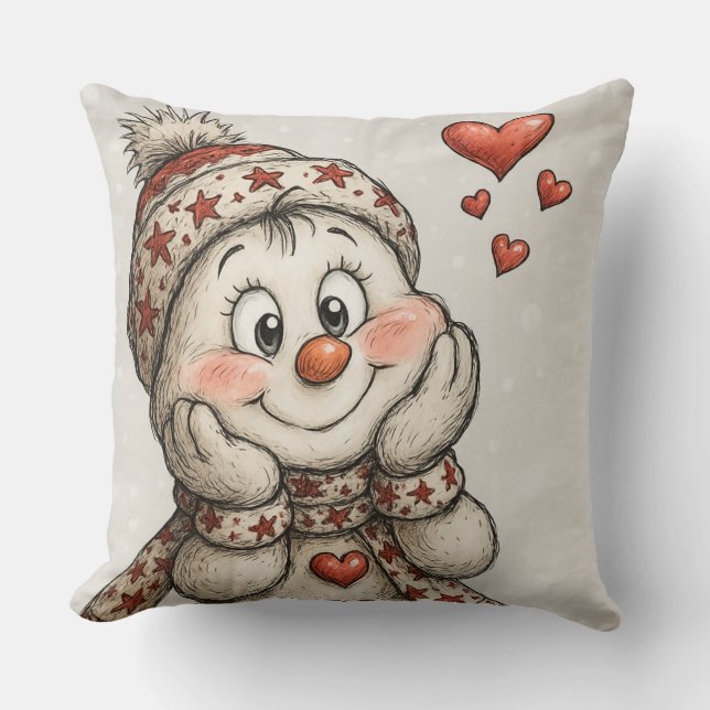 Snowman in love cushion (Front)