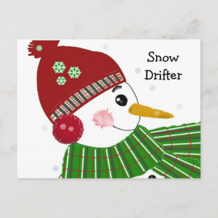 Snowman in Red Hat and Green Scarf Postcard