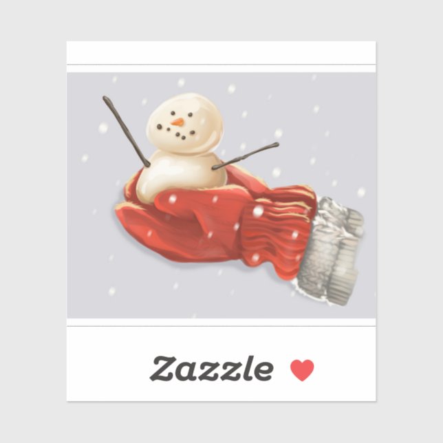 Snowman in red mittens winter snow (Sheet)
