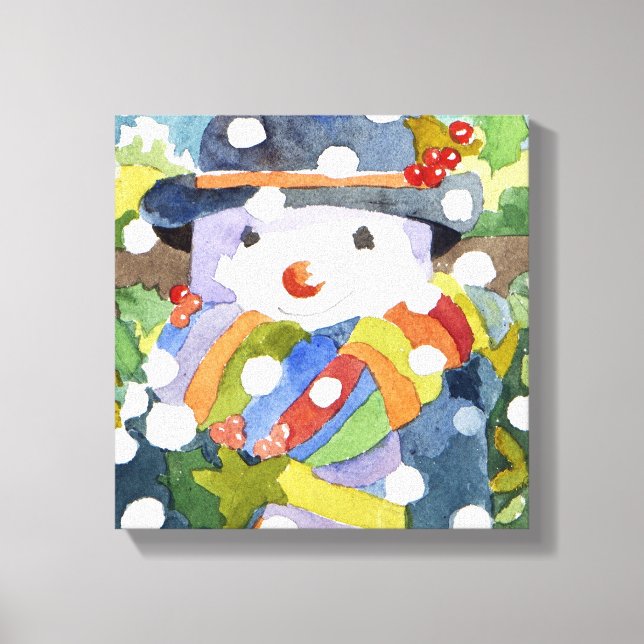 Snowman in snow 2011 canvas print (Front)