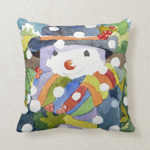 Snowman in snow 2011 cushion