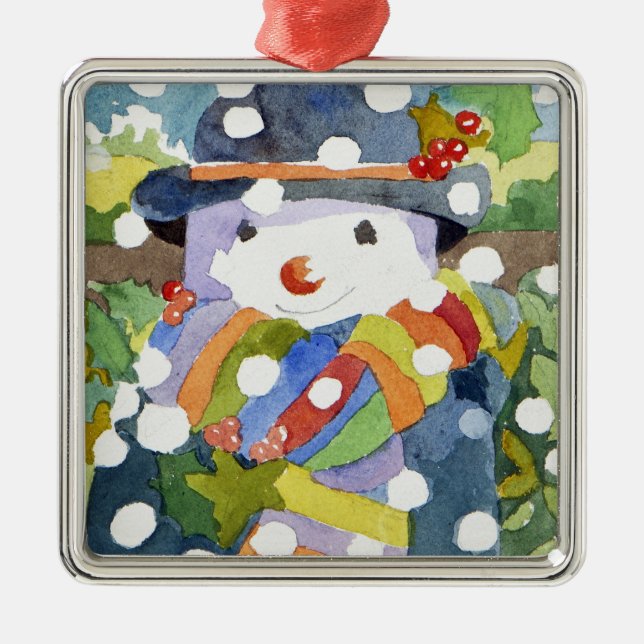 Snowman in snow 2011 metal tree decoration (Front)