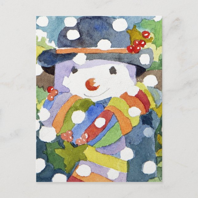 Snowman in snow 2011 postcard (Front)