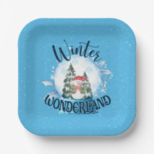 Snowman in Snow Globe Paper Plate