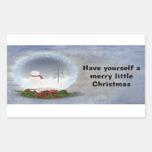 Snowman in Snow Globe Rectangular Sticker