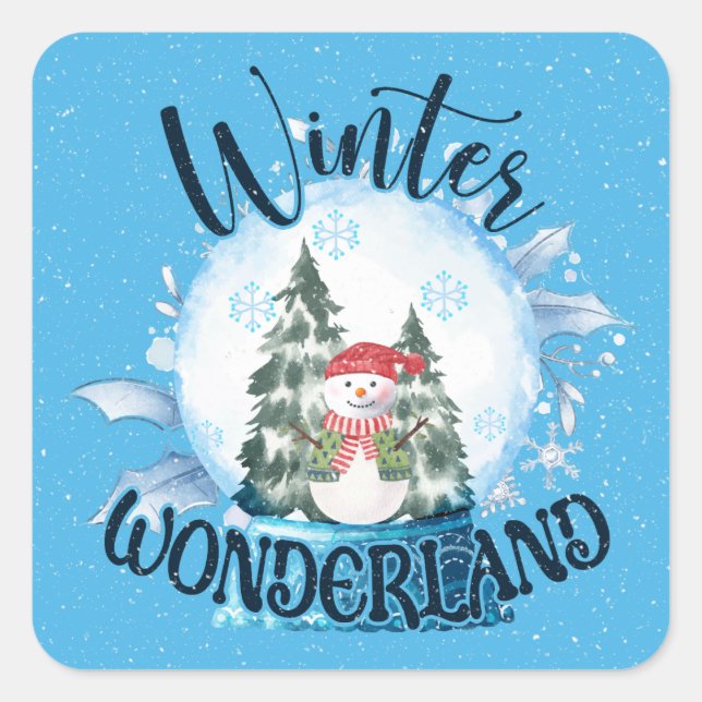 Snowman in Snow Globe  Square Sticker (Front)