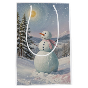 Snowman in the Alpine Glow Medium Gift Bag