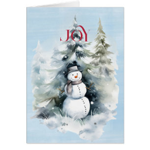 Snowman In the Forest with Red JOY