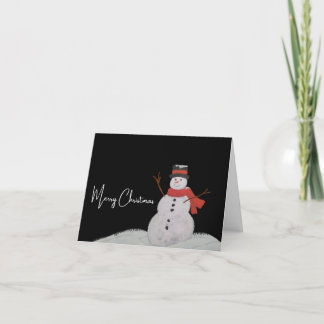 Snowman in the night. Merry Christmas. Holiday Card