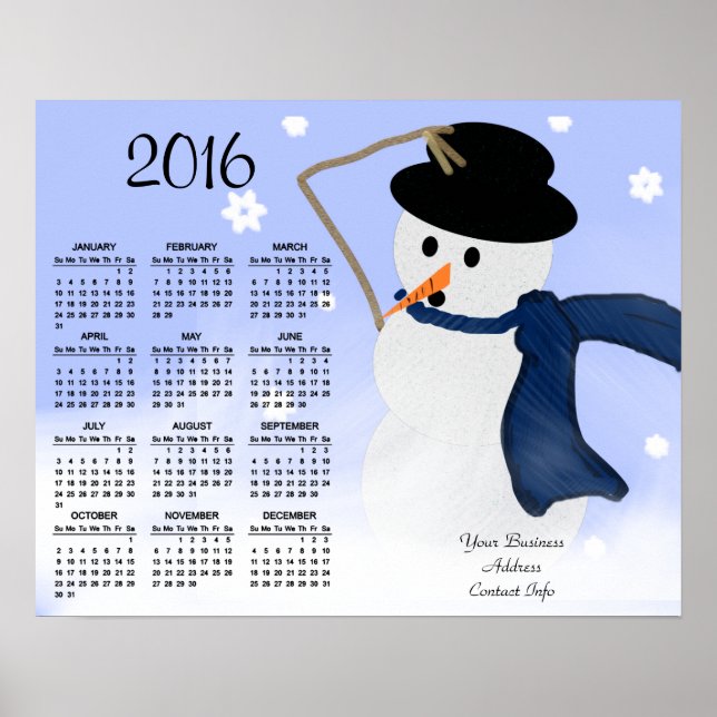 Snowman in the Wind Business Promo 2016 Calendar Poster (Front)