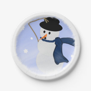Snowman in the Wind Paper Plate