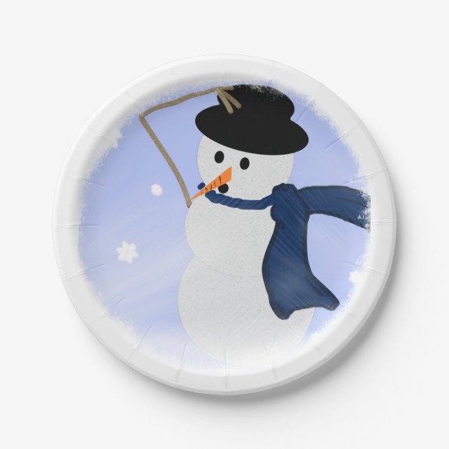 Snowman in the Wind Paper Plate (Front)